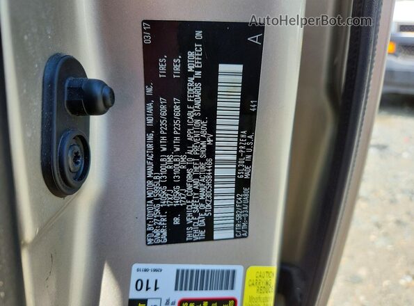 5TDKZ3DC5HS844466 2017 TOYOTA SIENNA Tan VIN կոդի պիտակի տեսք