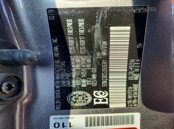 5TDKZ3DC5JS926381 2018 TOYOTA SIENNA Gray 360 interior view
