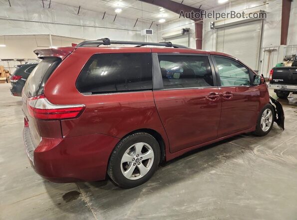 5TDKZ3DC8JS900907 2018 TOYOTA SIENNA Темно-бордовый Задняя правая четверть