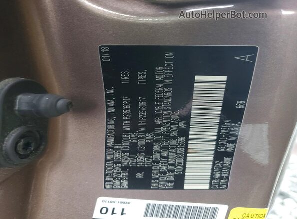 5TDKZ3DC8JS915696 2018 TOYOTA SIENNA Brown VIN sticker view