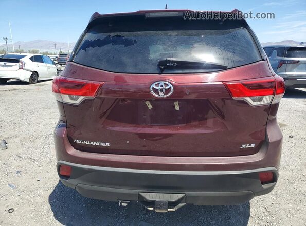 5TDKZRFH1JS254802 2018 TOYOTA HIGHLANDER Burgundy უკანა ხედი