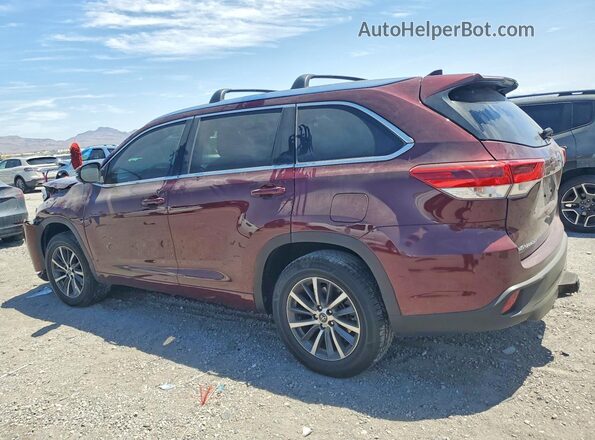 5TDKZRFH1JS254802 2018 TOYOTA HIGHLANDER Burgundy უკანა მარცხენა