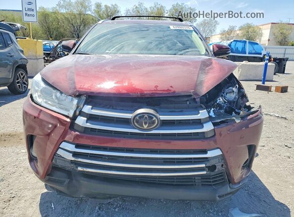 5TDKZRFH1JS254802 2018 TOYOTA HIGHLANDER Burgundy წინა ხედი