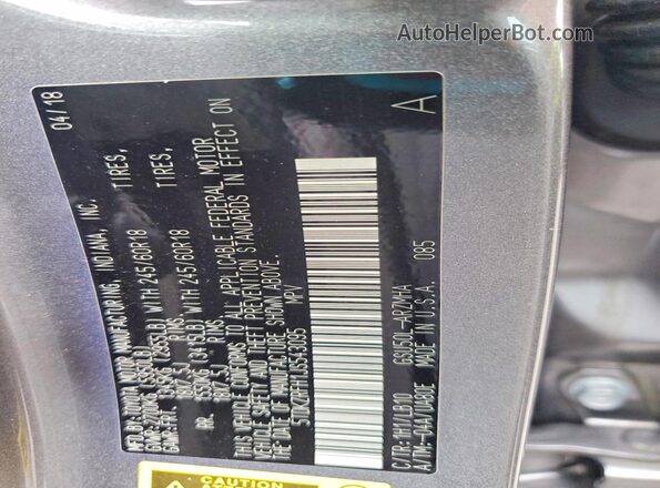 5TDKZRFH1JS543095 2018 TOYOTA HIGHLANDER Gray Widok naklejki z numerem VIN