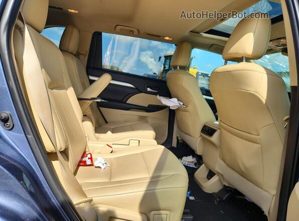 5TDKZRFH3KS291433 2019 TOYOTA HIGHLANDER Blue უკანა სავარძლების ხედი