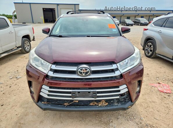 5TDKZRFH4KS325931 2019 TOYOTA HIGHLANDER Burgundy Vista frontal