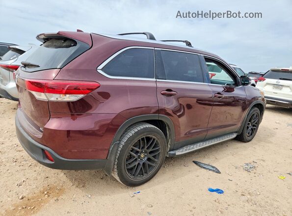 5TDKZRFH4KS325931 2019 TOYOTA HIGHLANDER Burgundy Trasero derecho