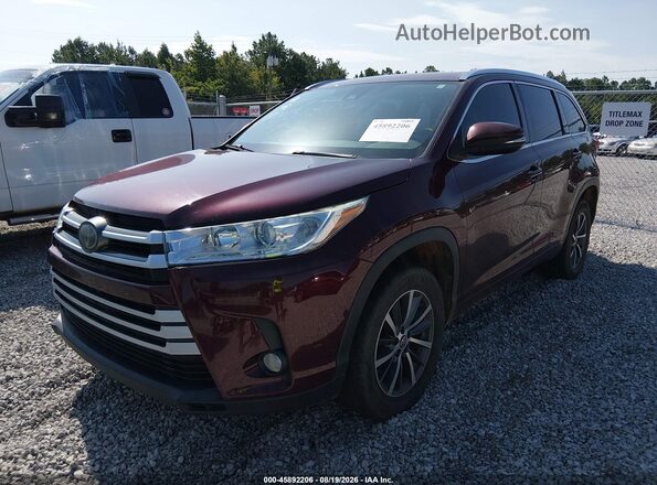 5TDKZRFH5JS286863 2018 TOYOTA HIGHLANDER Темно-бордовый Передняя левая четверть