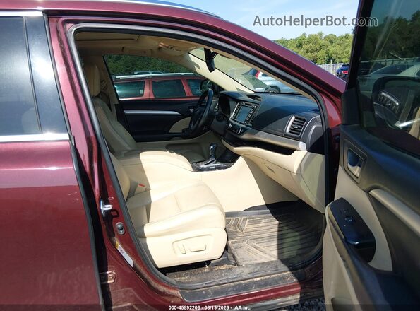 5TDKZRFH5JS286863 2018 TOYOTA HIGHLANDER Темно-бордовый Вид салона спереди