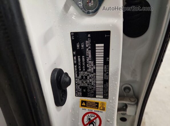 5TDKZRFH5KS314100 2019 TOYOTA HIGHLANDER White VIN կոդի պիտակի տեսք