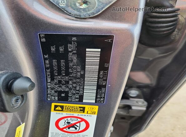 5TDKZRFH8JS546141 2018 TOYOTA HIGHLANDER Gray VIN sticker view