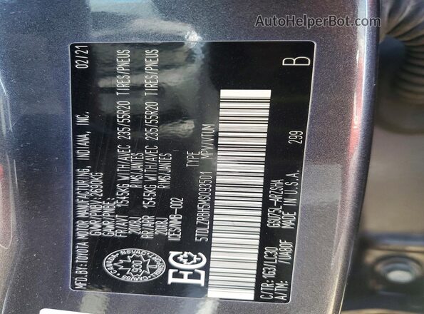 5TDLZRBH5MS093501 2021 TOYOTA HIGHLANDER Gray სალონის 360-გრადუსიანი ხედი