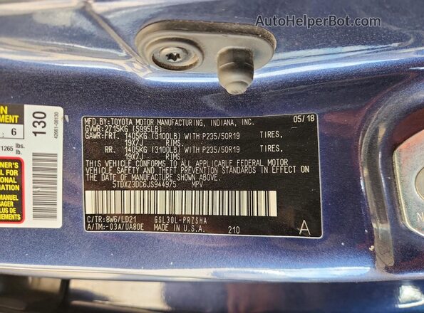 5TDXZ3DC6JS944975 2018 TOYOTA SIENNA Blue Սալոնի 360 աստիճան տեսք