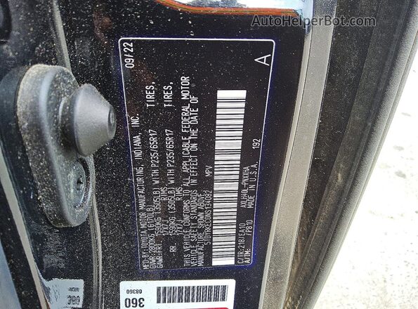 5TDYRKEC0NS134082 2022 TOYOTA SIENNA Black VIN կոդի պիտակի տեսք