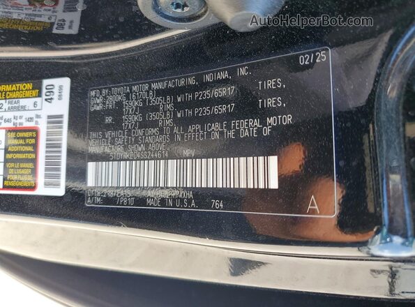 5TDYRKEC4SS244614 2025 TOYOTA SIENNA Black VIN կոդի պիտակի տեսք
