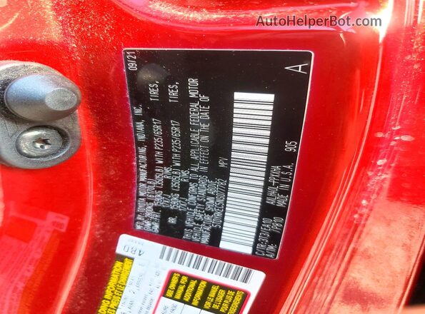 5TDYRKEC5NS077782 2022 TOYOTA SIENNA Red VIN կոդի պիտակի տեսք