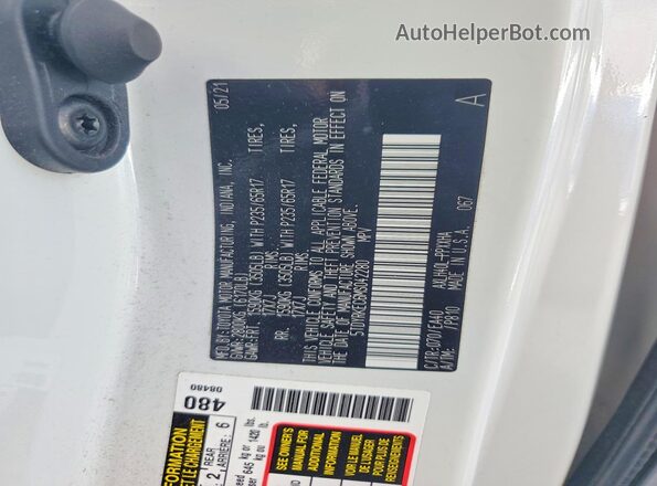 5TDYRKEC6MS042280 2021 TOYOTA SIENNA White VIN კოდის სტიკერის ხედი