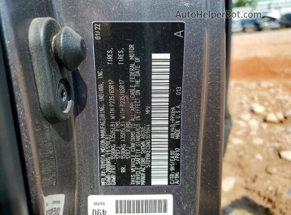 5TDYRKEC6NS101944 2022 TOYOTA SIENNA Серый Вид наклейки с VIN-кодом
