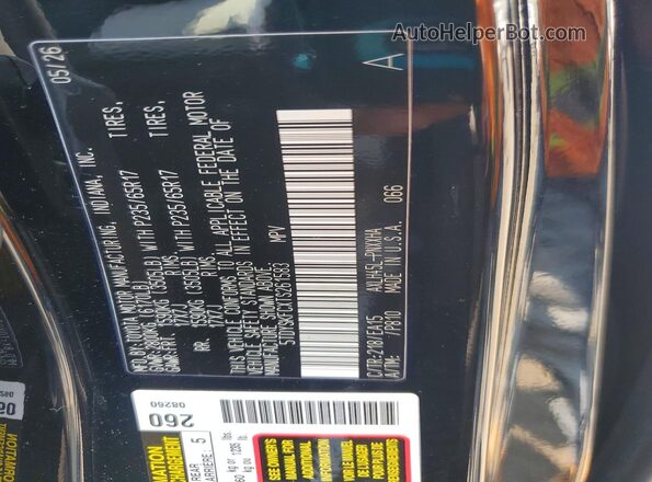 5TDYSKFCXTS261583 2026 TOYOTA SIENNA Black Vista de la etiqueta del VIN