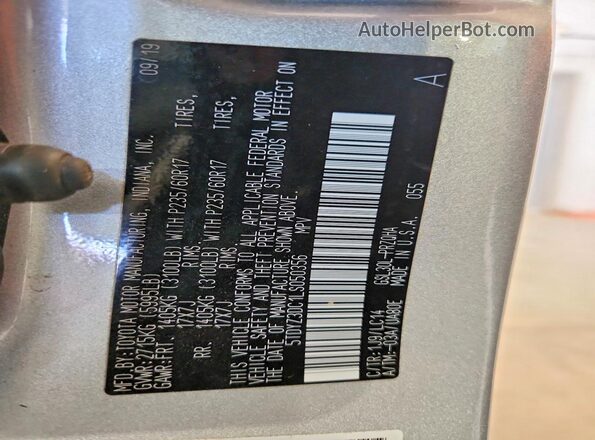 5TDYZ3DC1LS050356 2020 TOYOTA SIENNA Silver სალონის 360-გრადუსიანი ხედი
