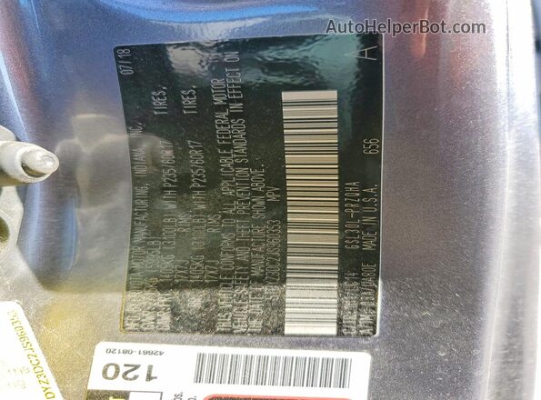 5TDYZ3DC2JS960353 2018 TOYOTA SIENNA Gray Widok naklejki z numerem VIN