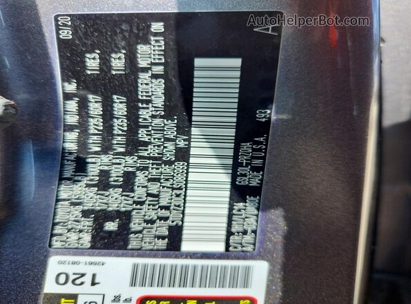 5TDYZ3DC3LS086999 2020 TOYOTA SIENNA Gray Widok naklejki z numerem VIN