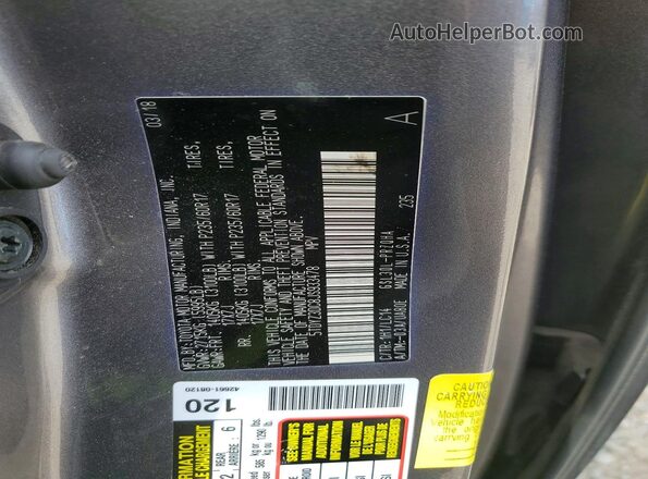 5TDYZ3DC8JS933478 2018 TOYOTA SIENNA Gray Widok naklejki z numerem VIN