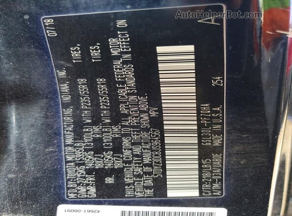5TDYZ3DC8JS964567 2018 TOYOTA SIENNA Black VIN კოდის სტიკერის ხედი