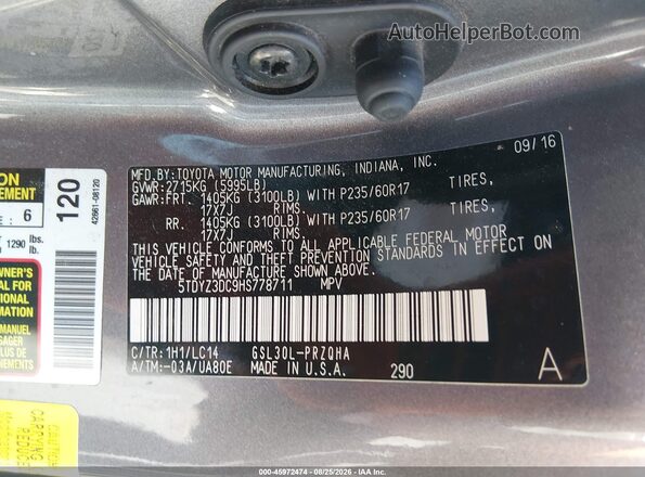 5TDYZ3DC9HS778711 2017 TOYOTA SIENNA Green Engine compartment view