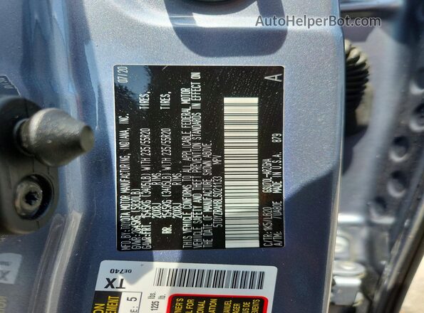 5TDYZRAH8LS021133 2020 TOYOTA HIGHLANDER Blue Widok naklejki z numerem VIN