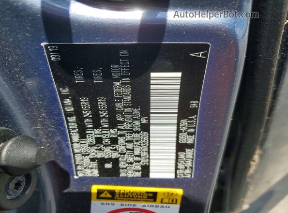 5TDYZRFH7KS356097 2019 TOYOTA HIGHLANDER Blue Widok naklejki z numerem VIN