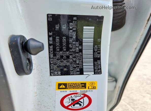 5TDYZRFHXJS257594 2018 TOYOTA HIGHLANDER White VIN կոդի պիտակի տեսք