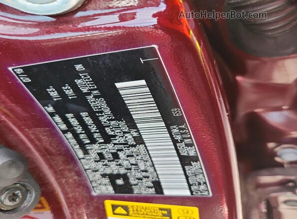 5TDZARFH6JS039986 2018 TOYOTA HIGHLANDER Burgundy Вид наклейки з VIN-кодом
