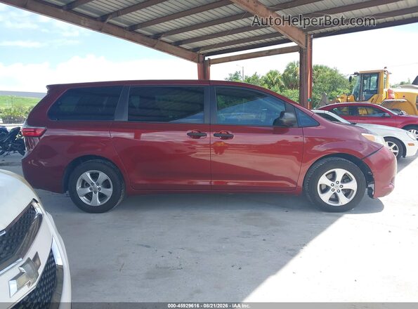 5TDZK3DC8GS717812 2016 TOYOTA SIENNA Red Вид задньої частини салону
