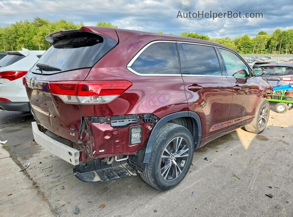 5TDZZRFH9JS247126 2018 TOYOTA HIGHLANDER Темно-бордовый Задняя правая четверть