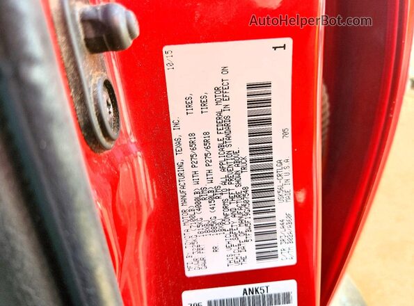 5TFBW5F19GX507548 2016 TOYOTA TUNDRA Red Vista del compartimento del motor