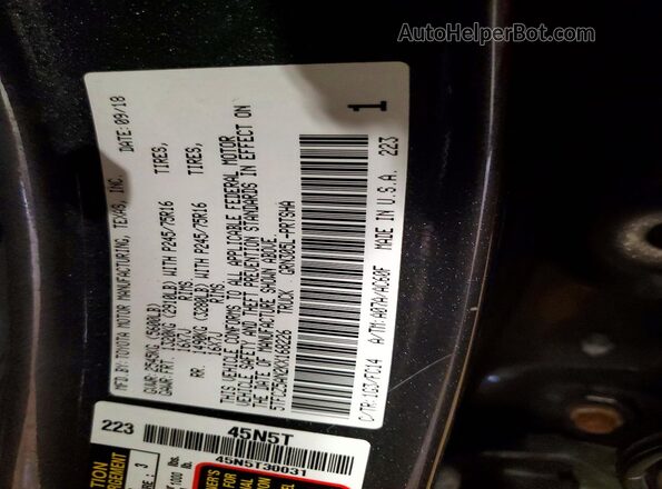 5TFCZ5AN2KX168226 2019 TOYOTA TACOMA Gray Vista de la etiqueta del VIN