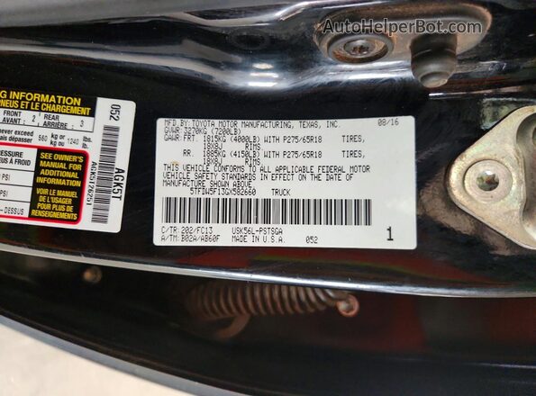 5TFDW5F13GX582660 2016 TOYOTA TUNDRA Black Engine compartment view