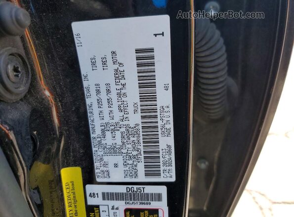 5TFDW5F18HX605870 2017 TOYOTA TUNDRA Black Vista del compartimento del motor
