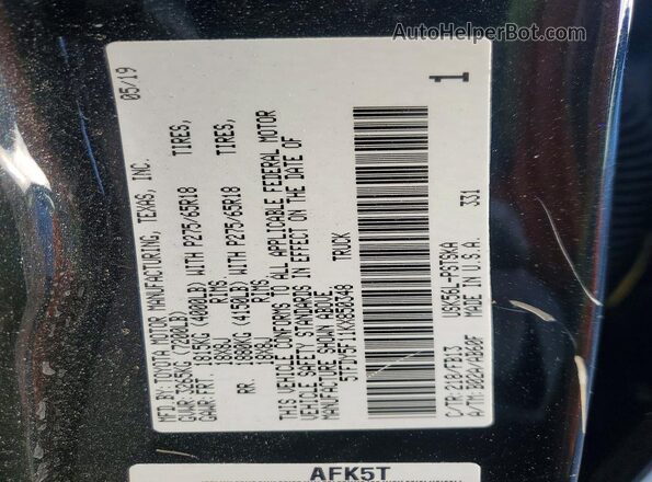 5TFDY5F11KX850348 2019 TOYOTA TUNDRA Black Вид наклейки з VIN-кодом