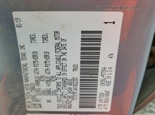 5TFDY5F16KX822383 2019 TOYOTA TUNDRA Gray Շարժիչի բաժամունքի տեսք
