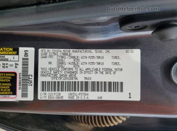 5TFEY5F12MX280786 2021 TOYOTA TUNDRA Серый Вид подкапотного пространства
