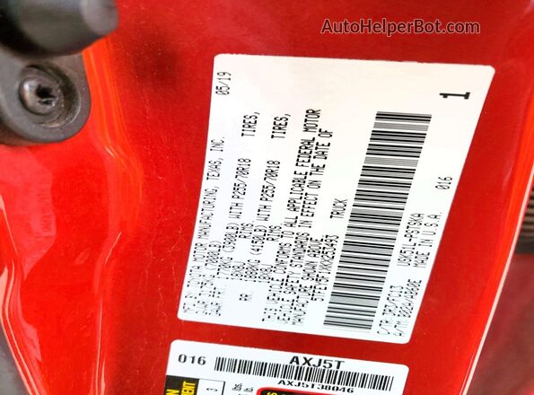 5TFEY5F1XKX253493 2019 TOYOTA TUNDRA Red Vista de la etiqueta del VIN