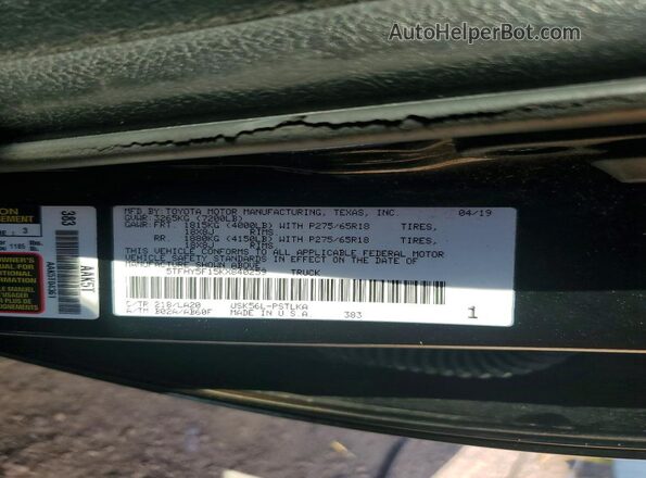 5TFHY5F15KX840259 2019 TOYOTA TUNDRA Black Вид підкапотного простору