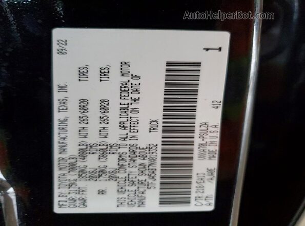 5TFJA5AB7NX019352 2022 TOYOTA TUNDRA Черный Вид подкапотного пространства
