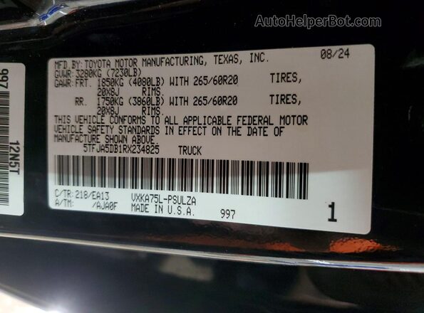 5TFJA5DB1RX234825 2024 TOYOTA TUNDRA Black Շարժիչի բաժամունքի տեսք