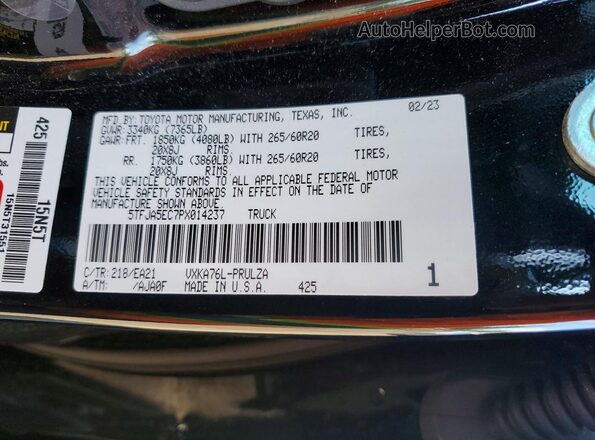 5TFJA5EC7PX014237 2023 TOYOTA TUNDRA Black ძრავის განყოფილების ხედი