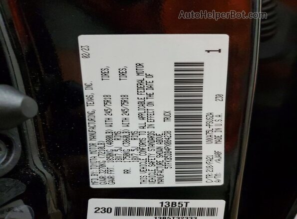 5TFKB5DB4PX084238 2023 TOYOTA TUNDRA Черный Вид наклейки с VIN-кодом