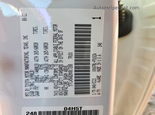 5TFLA5AB2NX017288 2022 TOYOTA TUNDRA Белый 