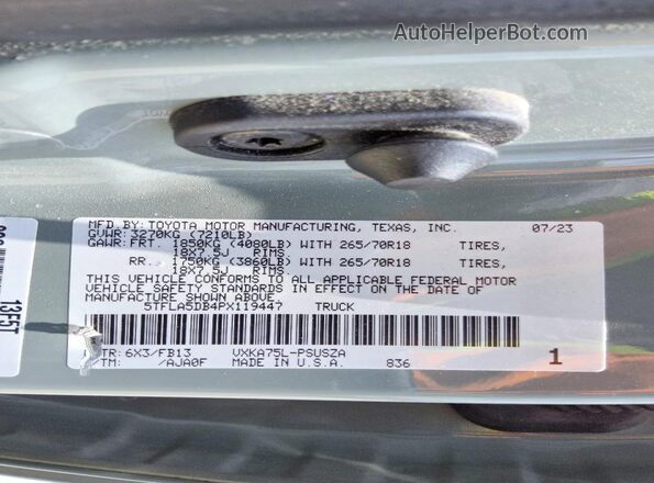 5TFLA5DB4PX119447 2023 TOYOTA TUNDRA Green Вид підкапотного простору
